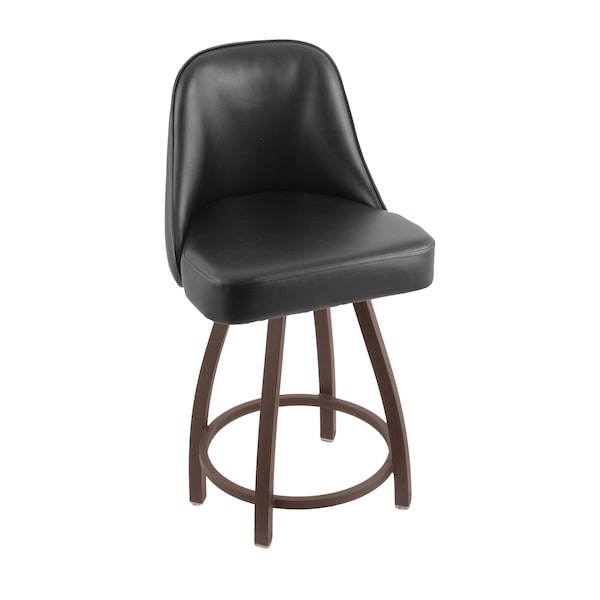 Grizzly 25" Swivel Counter Stool, Bronze Finish, Black Vinyl Seat